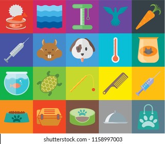 Set Of 20 icons such as Shopping bag, Food, Pet bed, Animal carrier, Bowl, Carrot, Syringe, Toy, Aquarium, Hamster, Thermometer, Cat food, Platform, transparency icon pack, pixel perfect
