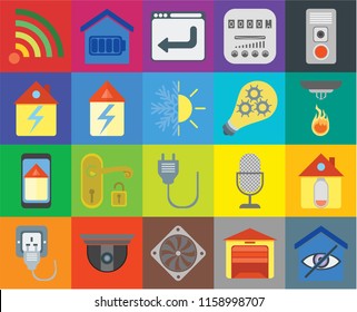 Set Of 20 icons such as Smart home, Garage, Cooler, Security camera, Plug, Intercom, Home, Smart, Wifi, Sensor, Browser, transparency icon pack, pixel perfect