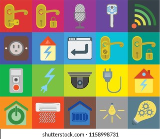 Set Of 20 icons such as Smart, Handle, Wifi, Smart key, home, Plug, transparency icon pack, pixel perfect