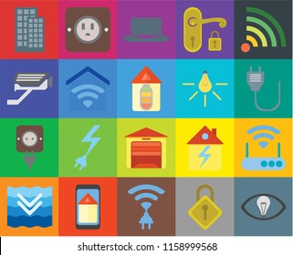 Set Of 20 icons such as Smart, Locking, Wireless, Smart home, Deep, Wifi, Modem, Garage, Plug, Light, Laptop, transparency icon pack, pixel perfect