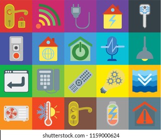 Set Of 20 icons such as Smart home, Power, Doorknob, Thermostat, Air conditioner, key, Deep, Remote, Browser, Home, Voice control, Handle, Lighting, Plug, transparency icon pack, pixel perfect