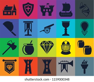 Set Of 20 icons such as Torch, Fanfare, Tower, Standard, Crossbow, Beer, Jewelry, Axe, Goblet, House, Necklace, Castle, transparency icon pack, pixel perfect