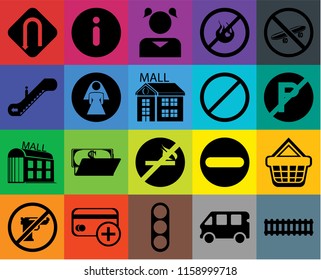 Set Of 20 icons such as Train, Bus, Traffic light, Cit card, Gun, Skateboard, Shopping basket, No smoking, Mall, Restroom, Forbidden, Turn, parking, Girl, transparency icon pack, pixel perfect