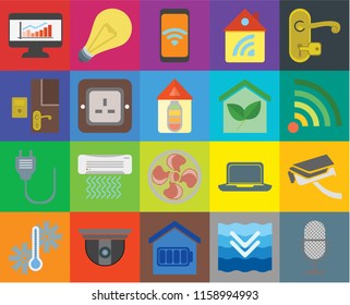 Set Of 20 icons such as Voice control, Wifi, Handle, Home, Temperature, Light, Laptop, Doorbell, transparency icon pack, pixel perfect