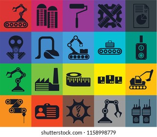Set Of 20 icons such as Walkie talkie, Switch, Plan, Planning, Drilling machine, Silo, Packages, Gas mask, transparency icon pack, pixel perfect