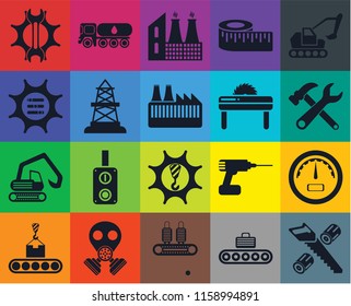 Set Of 20 icons such as Wood cutting, Conveyor, Gas mask, Excavator, Gauge, Machinery, Digger, Oilfield, Saw, Settings, Tools, Factory, transparency icon pack, pixel perfect