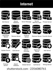 A set of 20 Internet icons as edit server, server statistics, server message