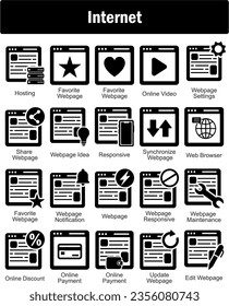 A set of 20 Internet icons as hosting, favorite webpage, online video