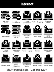 A set of 20 Internet icons as receive server, send server, online conversation