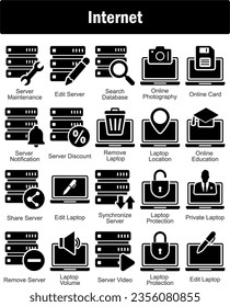 A set of 20 Internet icons as server maintenance, edit server, search database