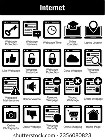 A set of 20 Internet icons as webpage protection, webpage reviews, webpage time