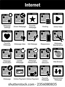 Un conjunto de 20 iconos de Internet como configuración de página web, compartir página web, página web favorita