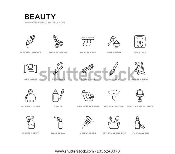 Set 20 Line Icons Such Hair Stock Vector Royalty Free 1356248378