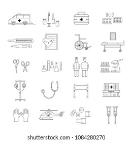 Set of 20 line medical icon