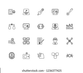 Set Of 20 linear Blockchain icons such as Monero, Blockchain, Mining, Bitcoin, Contract, editable stroke vector icon pack