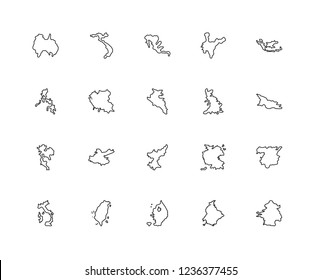 Set Of 20 linear Country maps icons such as France map, Georgia Indonesia India Italy Vietnam Germany Philippines editable stroke vector icon pack