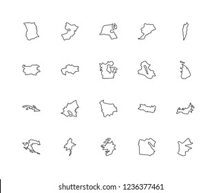 Set Of 20 linear Country maps icons such as Jordan map, Sri Lanka Israel Morocco Croatia Oman El Salvador Bulgaria editable stroke vector icon pack