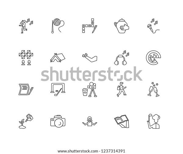 Set 20 Linear Hobbies Icons Such Stock Vector Royalty Free 1237314391