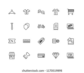 Set Of 20 linear icons such as Payment, Jewelry, Voucher, Shop, Cart, Invoice, Sales, Security, Chat, editable stroke vector icon pack