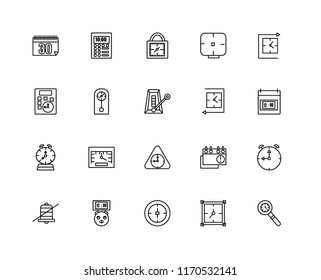 Set Of 20 linear icons such as Clocks, Clock, Stop watch, Piggybank, Disable alarm, Wall clock, Alarm Padlocks, editable stroke vector icon pack