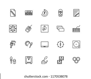 Set Of 20 linear icons such as Rgb, Image, Ink, Printer, Paint brush, Text, Layer, Monitor, roller, Mouse, Font, editable stroke vector icon pack