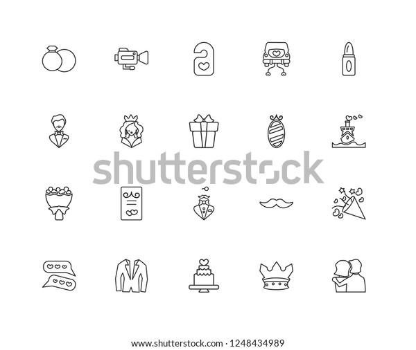 Set Linear Love Wedding Icons Stock Vector Royalty Free
