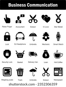 A set of 20 Mix icons as scissor, in love, star medal