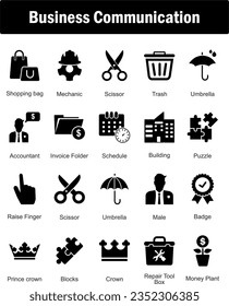 A set of 20 Mix icons as shopping bag, mechanic, scissor