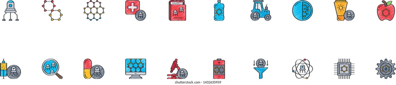 A set of 20 Nanotechnology Icons - Shutterstock ID 1432635959