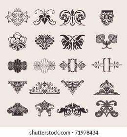 Set Of 20 One Color Ornate Design Elements