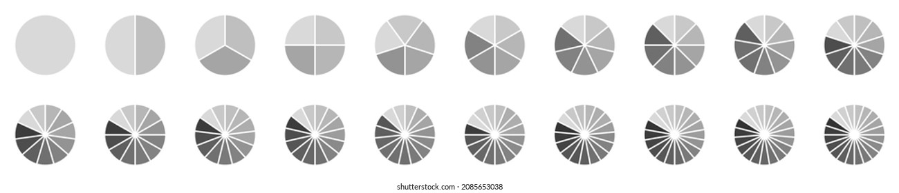 Set of 20 Pie chart icon with white background
