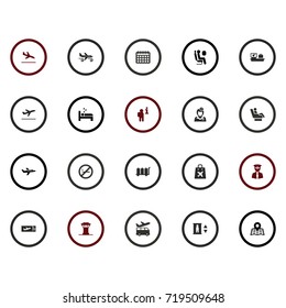 Set Of 20 Plane Icons Set.Collection Of Sleep, Ticket, Gustiness And Other Elements.