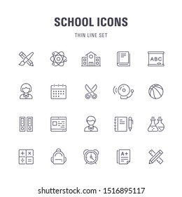 Set of 20 school line icons.