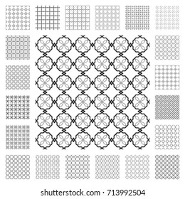 Set of 20 seamless geometric line patterns. Contemporary graphic design.. Black on white background, monochrome seamless linear texture