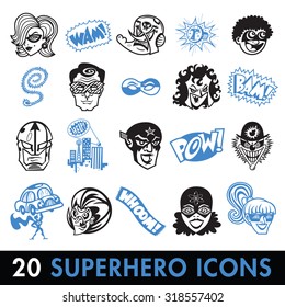 Set of 20 Superhero Vector Icons
