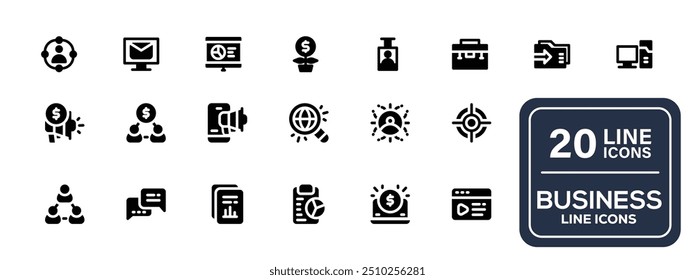 Set of 20 thin line icons related team, teamwork, co-workers, cooperation. Linear busines simple symbol collection. vector illustration. Editable stroke
