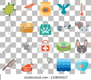 Set Of 20 transparent icons such as Aquarium, Pet, Thermometer, Bird, Comb, Frisbee, Pet bed, Leash, transparency icon pack, pixel perfect