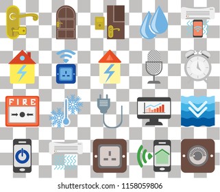 Set Of 20 transparent icons such as Dimmer, Alarm, Air conditioner, Water, Smartphone, Door, Dashboard, Home, transparency icon pack, pixel perfect