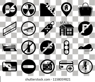 Set Of 20 transparent icons such as Electricity, No parking, Tote bag, Location, Card payment, Radiation, Traffic light, Stairs, transparency icon pack, pixel perfect