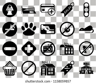 Set Of 20 transparent icons such as Mall, Rats, Traffic light, Sale, Shopping basket, No smoking, transparency icon pack, pixel perfect