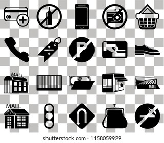 Set Of 20 transparent icons such as No smoking, Shoes, Shopping basket, camera, Mall, alcohol, Store, Telephone, transparency icon pack, pixel perfect