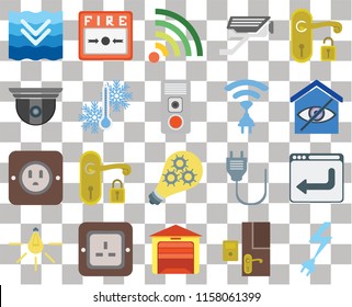 Set Of 20 transparent icons such as Power, Doorbell, Garage, Plug, Light, Handle, Browser, Smart, Temperature, Wireless, Deep, Smart home, Wifi, transparency icon pack, pixel perfect
