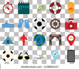 Set Of 20 transparent icons such as Phone, Photography, Sun protection, Lifebuoy, Ball, Calendar, Arch, Swimming pool, transparency icon pack, pixel perfect