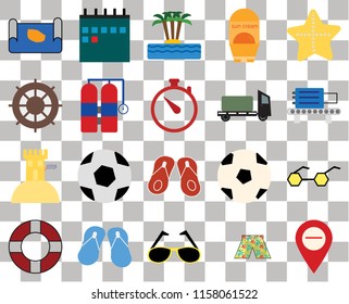 Set Of 20 transparent icons such as Map, Check out, Starfish, Sun protection, Lifebuoy, Calendar, Ball, Helm, transparency icon pack, pixel perfect