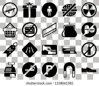 Set Of 20 transparent icons such as Shoes, No drugs, Radiation, fast food, Cashier machine, Gift, Mall, Shopping basket, transparency icon pack, pixel perfect