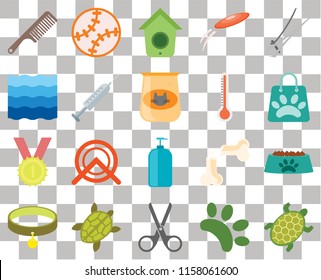 Set Of 20 transparent icons such as Turtle, Shopping bag, Nail trimmer, Frisbee, Collar, Toy, Bone, Water, transparency icon pack, pixel perfect