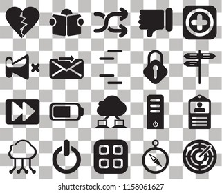 Set Of 20 transparent icons such as Radar, Street, Add, Dislike, Cloud computing, Reading, Server, Mute, transparency icon pack, pixel perfect