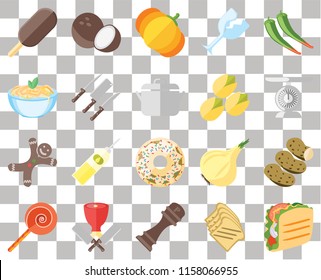 Set Of 20 transparent icons such as Taco, Scale, Pepper, Glass, Jawbreaker, Coconut, Onion, Pasta, transparency icon pack, pixel perfect