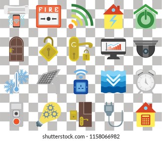 Set Of 20 transparent icons such as Home, Security camera, Smart home, Intercom, Fire alarm, Deep, Door, transparency icon pack, pixel perfect