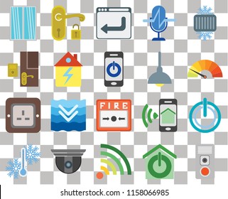 Set Of 20 transparent icons such as Intercom, Meter, Cool, Voice control, Temperature, Handle, Smartphone, Doorbell, transparency icon pack, pixel perfect